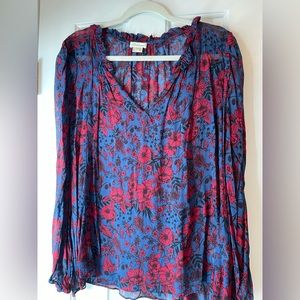Shoshanna blue/red flower blouse